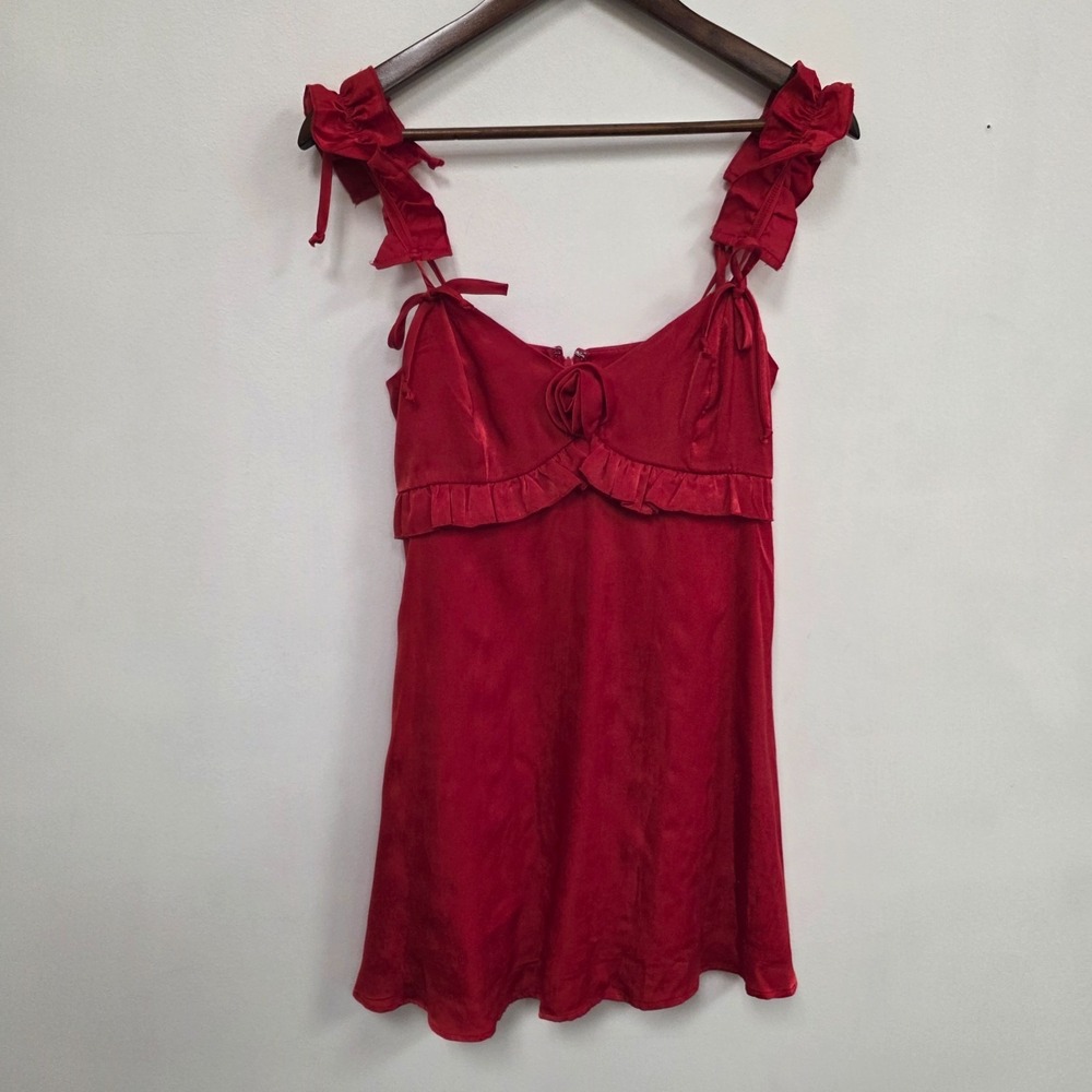 Red Babydoll Flutter Sleeve Dress Size XS Tomato Girl European Summer Coquette
